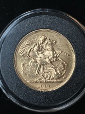 1896 Queen Victoria Full Gold Sovereign. COA. In Protective Case