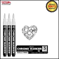 3Pcs Chrome Paint Markers Silver Permanent Mirror Liquid Chrome Pens for Plas...
