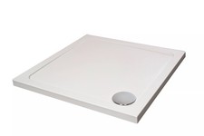 Image of White Square Stone Resin Premium Shower Tray with Corner Waste Position, 900 x 9
