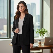 Tahari by Arthur Levine Black Tailored Single-Breasted Blazer Single Button - 10