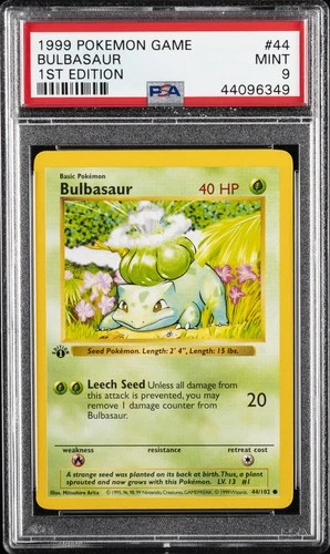 1999 POKEMON BASE SET 1ST EDITION  #44 BULBASAUR PSA 9