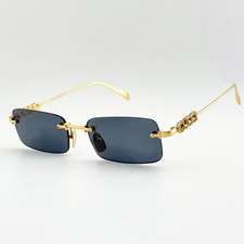 Gucci GG1808S Rimless Rectangle Sunglasses Gold Frame Gray Lens 52mm Unisex