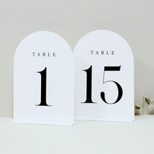 15 Pack 5x7 White Arch Wedding Table Numbers 115 With Stands Acrylic
