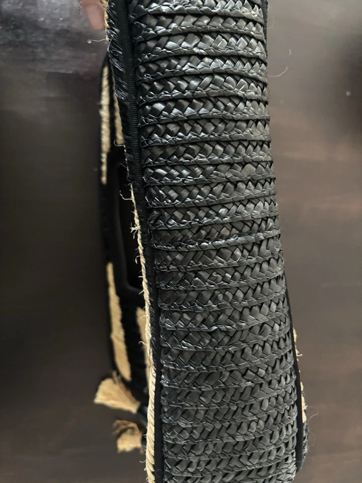 J. Клатч соломенный Crew Raffia кисточки с подкладкой черный желтовато-коричневый курорт летний прибрежный пляж - Изображение 4 из 4