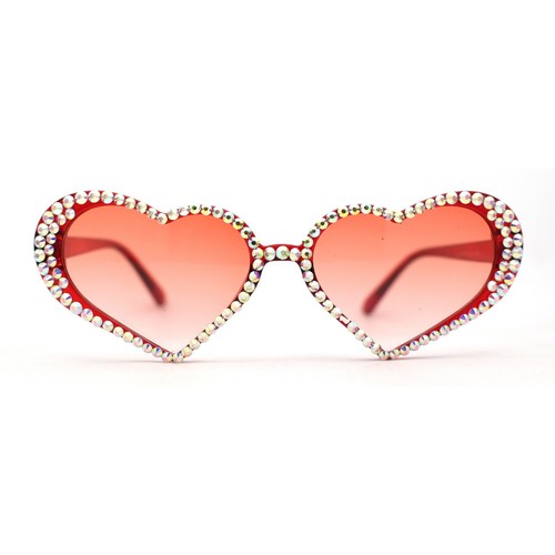 Damen-Sonnenbrille irisierend Strass Glitzer sprudelnd Herzform - Bild 13 von 60