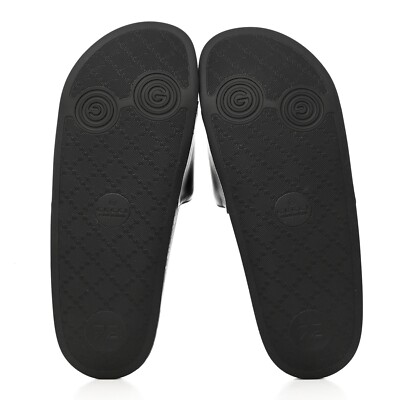 GUCCI ブラック ミュール 36½ Gucci Z3602 Mens Black Leather Interlocking G Slide Sandals Size 6