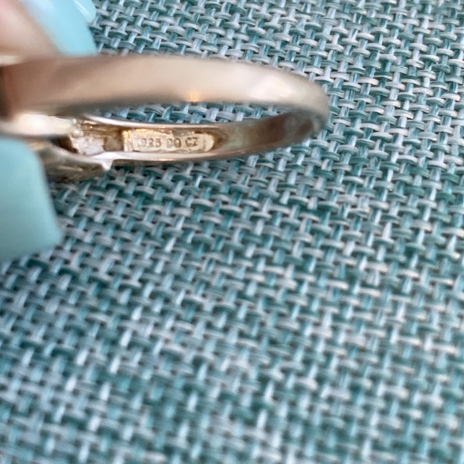 Sterling Silver .925 CZ Triangular Shape Stone Ri… - image 4