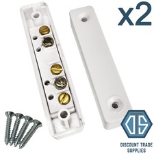 2x Burglar Alarm Door Contacts White Surface Magnetic 5 Terminal Contact Type