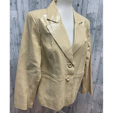 Bradley Bayou Womens Xl Tan Croc Embossed 100% Genuine Leather Blazer Jacket