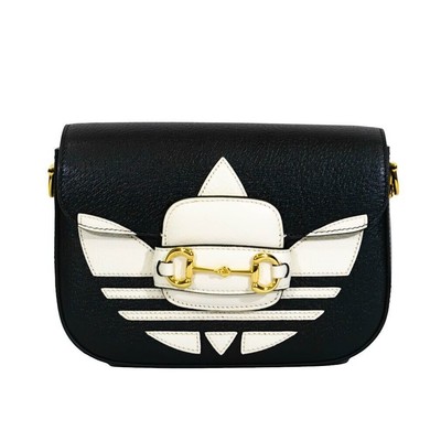 GUCCI x ADIDAS Horsebit 1955 Crossbody Bag Calfskin Black Gold Hardware