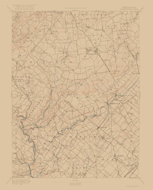 Topo Map Pennsylvania Quakertown Sheet USGS 1888 23.00 x 28.43 eBay