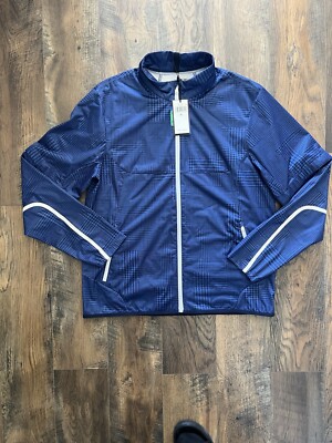 RLX Ralph Lauren Men's Jacket Convertible Water Repellent Full Zip Navy Plaid