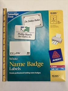 Avery Name Badge Labels Stock Number 15395 80 Count Laser Or Ink Jet