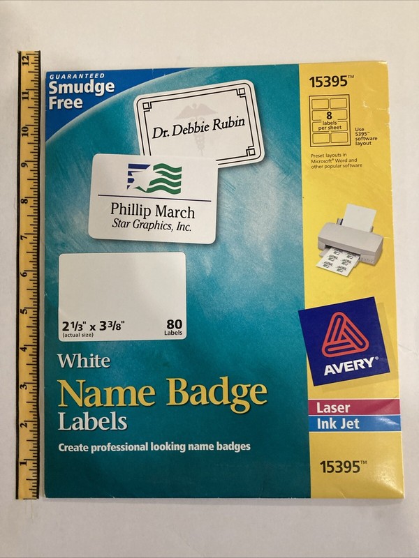 Avery Name Badge Labels Stock Number 15395 80 Count Laser Or Ink Jet
