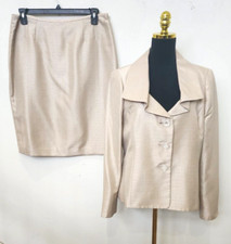 New Le Suit Women's Beige Metallic 2Pc Skirt Suit Size 12 159