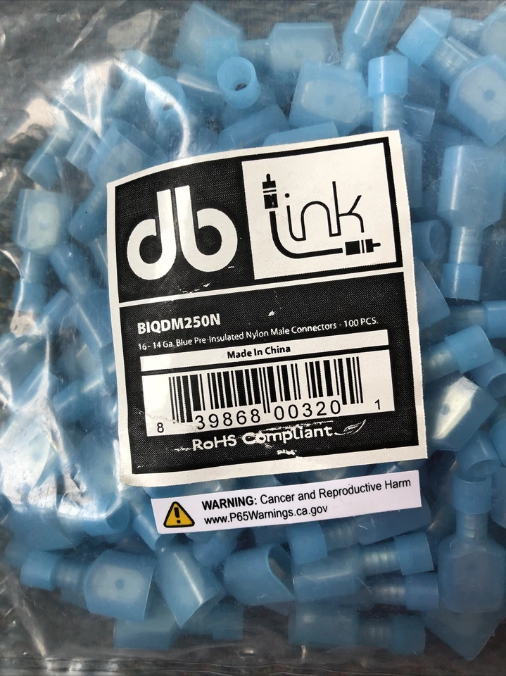Lot Of 2 Db Link Wiring BIQDM250N Q/d Ins Male Blu Nyl 16-14ga 100 Pk 200 Total - Image 2 of 3