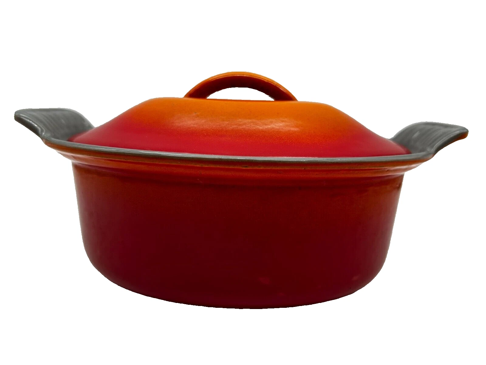 Vintage Le Creuset 20 Flame Orange Covered Oval Baking Dish Casserole Dutch Oven