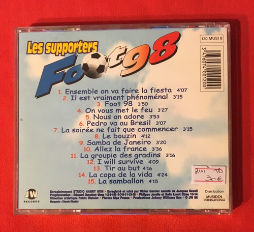 Foot 98 Les Supporters Will Survive Samba Janeiro Feu 15 Tubes Très Bon État CD - 第 3/4 張圖片