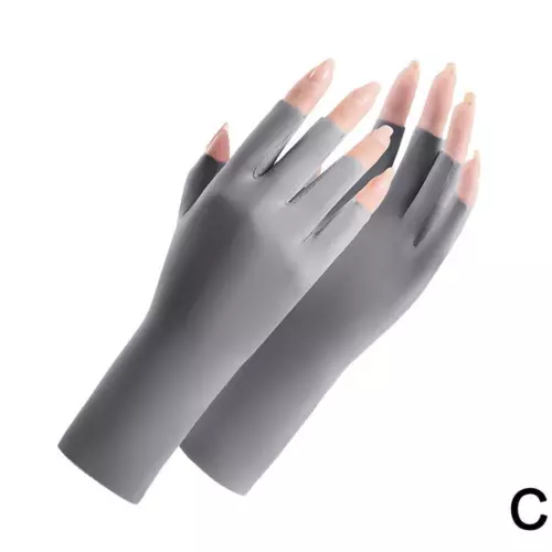 Women Fingerless Sun Protection Gloves Half Finger Anti-UV Sunscreen Gloves - Picture 12 of 13