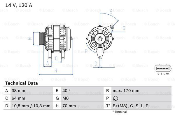 0 986 082 720 BOSCH Alternator for MITSUBISHI