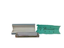 Blessings Harmonica w Box Cloth Engraved Sailboats Tie Dye Paint Decor Vintage