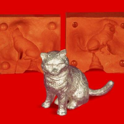 Zinn Giessform Ringhalter Katze sitzend 1 - Silikonform hitzebeständig