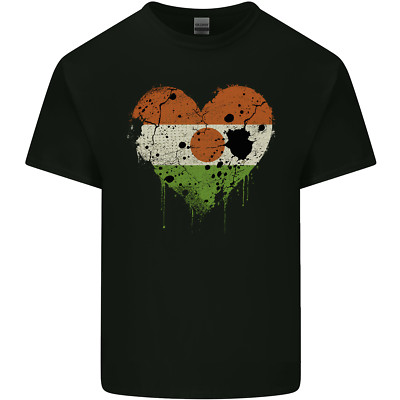 Love Nigeria Flag Nigerian Day Herren Baumwoll Maglietta mit Kurzarm, Schwarz