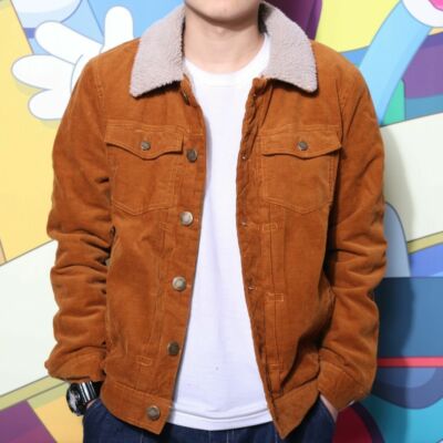 Men Corduroy S Fleece Lined Jacket Coat Japanese Outwear Casual