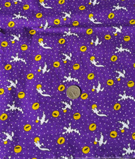 1/2 Yd Purple Halloween Ghosts Full Moon  Bats Fabric Polka Dot