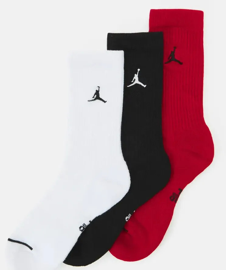 NIKE JORDAN JUMPMAN FLIGHT EVERYDAY DRI-FIT CREW SOCK 3 PACK MULTI SIZE 5-8 8-11 image 4