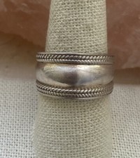 SIGNED NF STERLING SILVER BRAID WIDE BAND RING SIZE 8.75