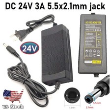 DC 24V 3A Adapter Input AC100-240W Vac 50/60Hz Max 72W Output 5.5x2.1mm US plug