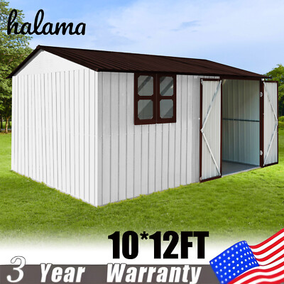 10*12ft Outdoor Storage Shed Metal Garden Tool Shed w/Lockable Door for Backyard
