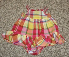 Chaps Baby Girls Plaid Romper Dress Sleeveless Size 3 Months 