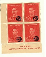 Australia #188 MNH Block (4 Stamps) King George VI redenominated