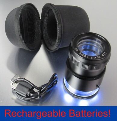 10X LED lighted USB Rechargeable Microscope Loupe Viewer Magnifier with Reticle