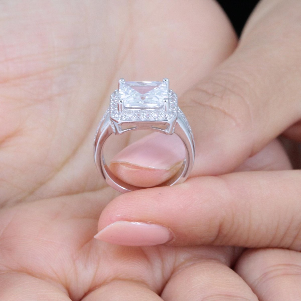 Anello Princess Wishbone Anelli Impilabili In Cristallo Di Diamante In Argento Sterling 925 Gioielli Da Festa Di Nozze Ragazze Da Donna Con Scatola Al Dettaglio Di Lusso Da 5,4 € | DHgate - Foto 3