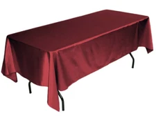 Tektrum 60 X 102 inch Rectangular Silky Satin Tablecloth - Wedding (Burgundy)