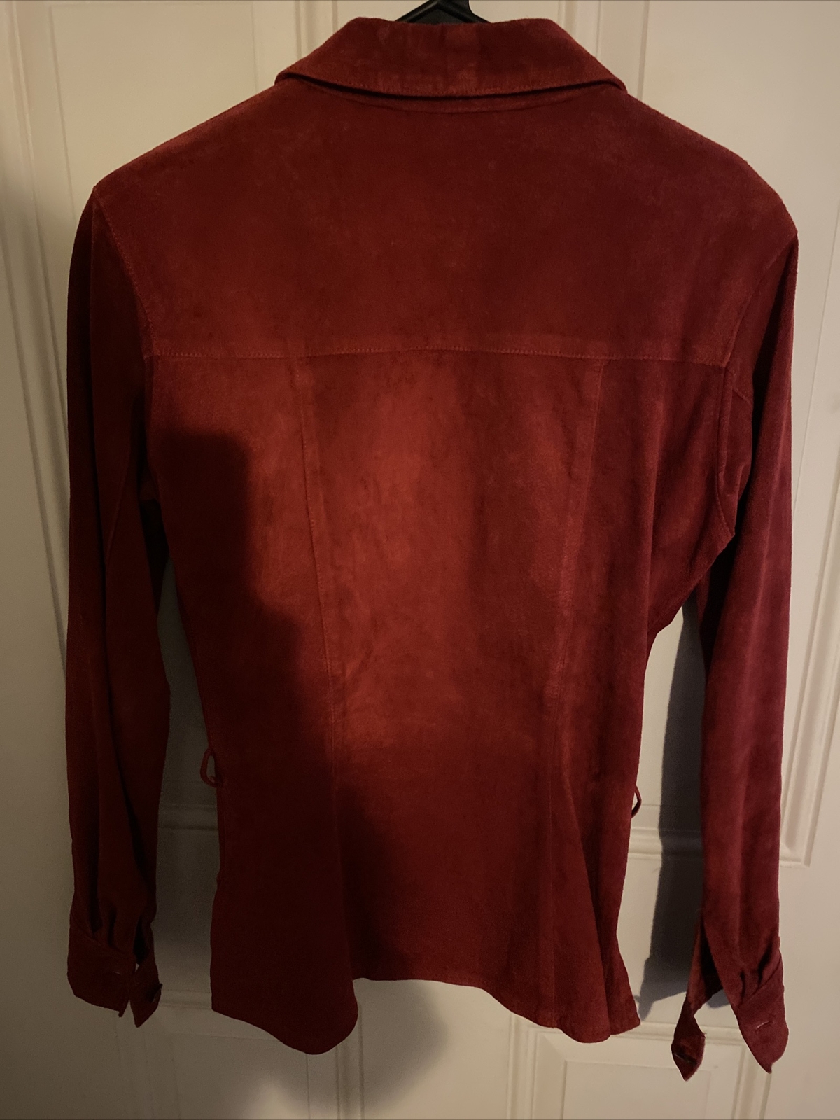 Cache Cranberry Suede Button Down Shirt Size XS - image 3