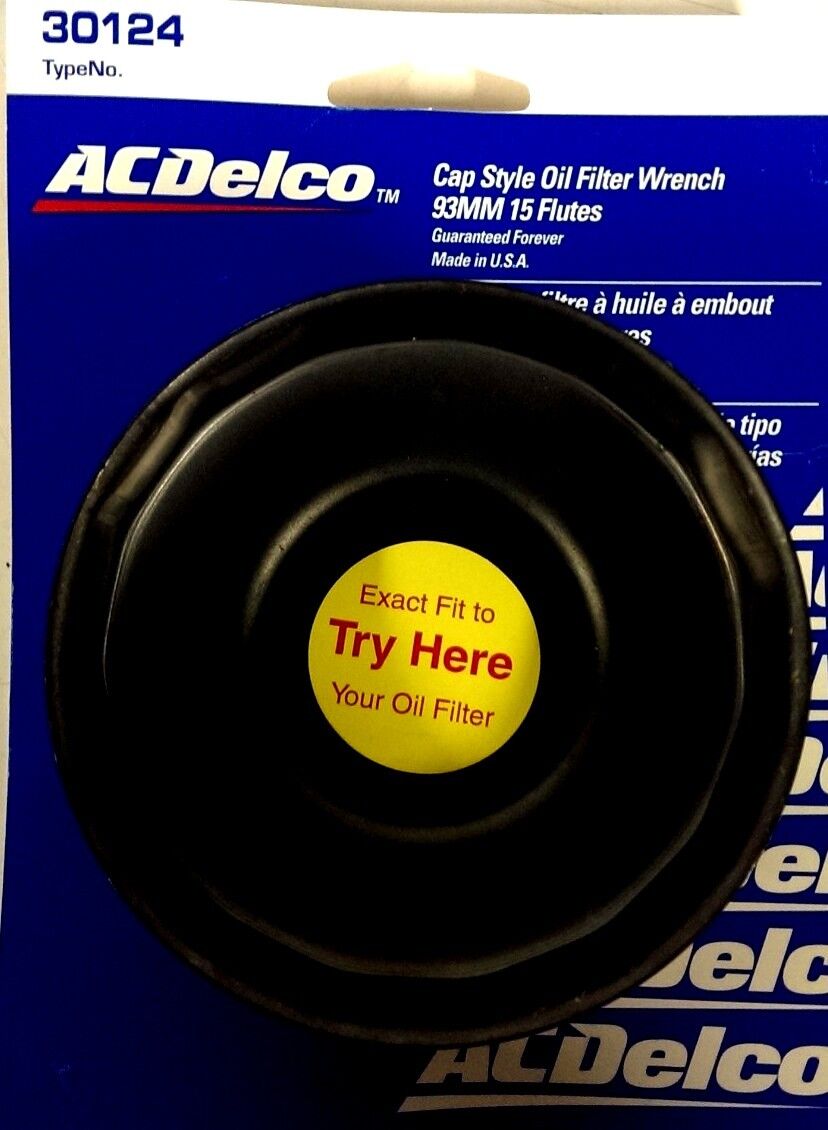 ACDelco Cap Style Oil Filter Wrench 93MM 15 Flutes 3/8"Dr 30124 Made In The USA
