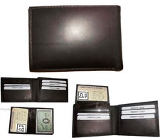 Lot of 4 Men's wallet Leather Brown billfold Wallet 9 Credit Card 2 ID windows