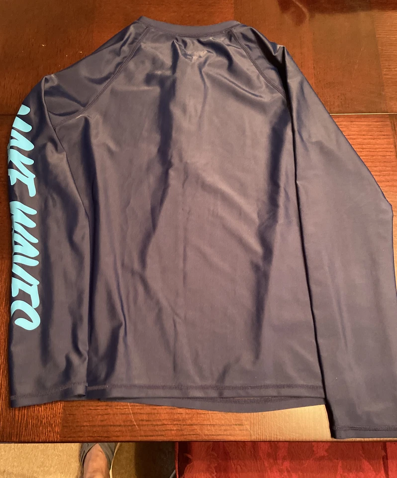 Camisa de natação OshKosh masculina proteção contra erupções cutâneas manga longa tamanho 14 azul - Imagem 4 de 4