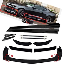 Front Bumper Lip Splitter Spoiler For Chevrolet Camaro Glossy Black Side Skirt