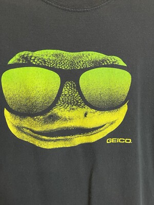 Geico Gecko Lizard Sunglasses Men's T-Shirt Size Adult 2XL Black