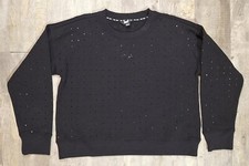 DKNY Women's 2XL   Black Crewneck Long Sleeve Sweatshirt Rhinestone