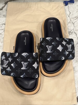 LOUIS VUITTON Pool Pillow Mule Monogram Sandal 38 EU Black/Blue