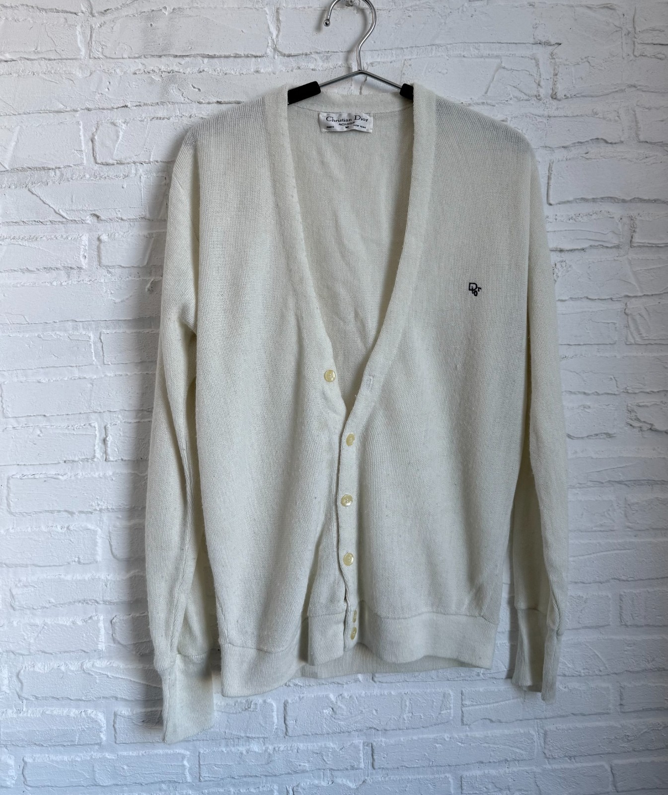 Vintage 90s Christian Dior monsieur embroidered logo cardigan men's size M