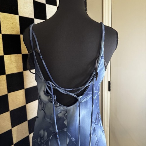 Y2K 90s Vintage Blue Floral Overlay Fairy Prom Gown Size 5/6 small. - Picture 5 of 6