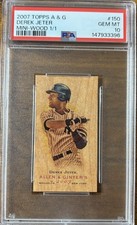 2007 Allen Ginter Derek Jeter Mini Wood PSA 10 pop (1) Gem Mint
