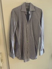 KITON Herrenhemd M-L – Blau Weiß kariert – Top Zustand! Maße in Bildern